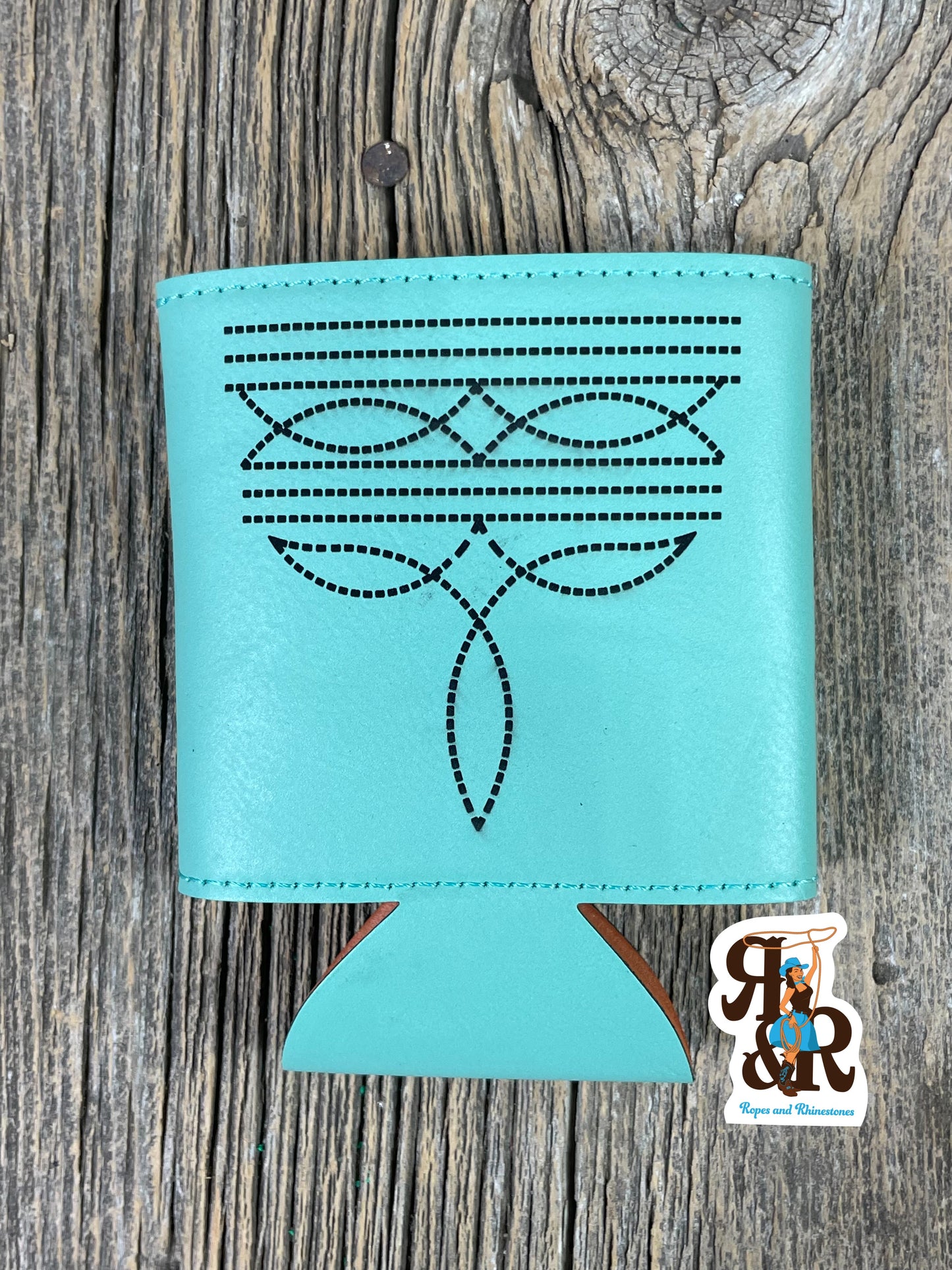 Boot Stitch Leatherette Can Cooler