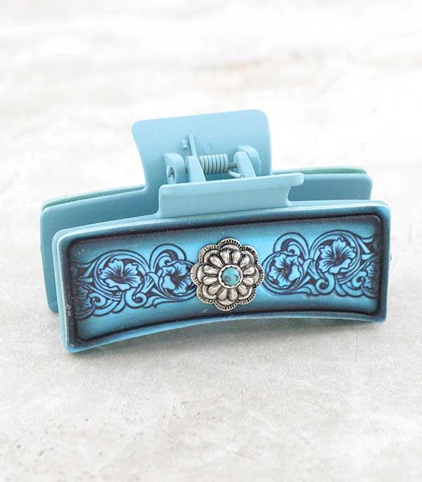 Western Concho Leather hair clip