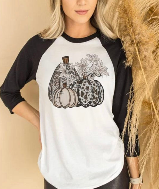 Cow pumpkins vintage raglan