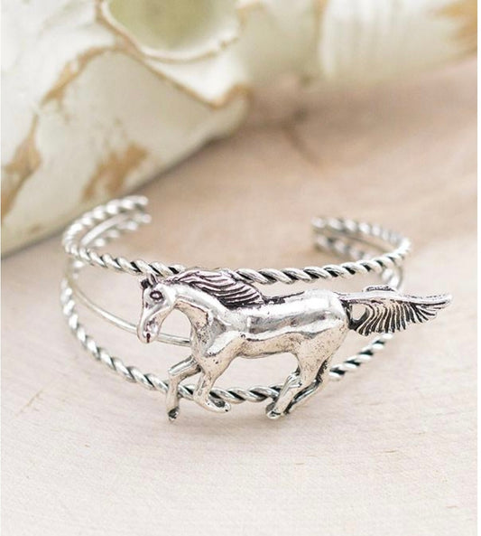 Western running horse cuff bracelet