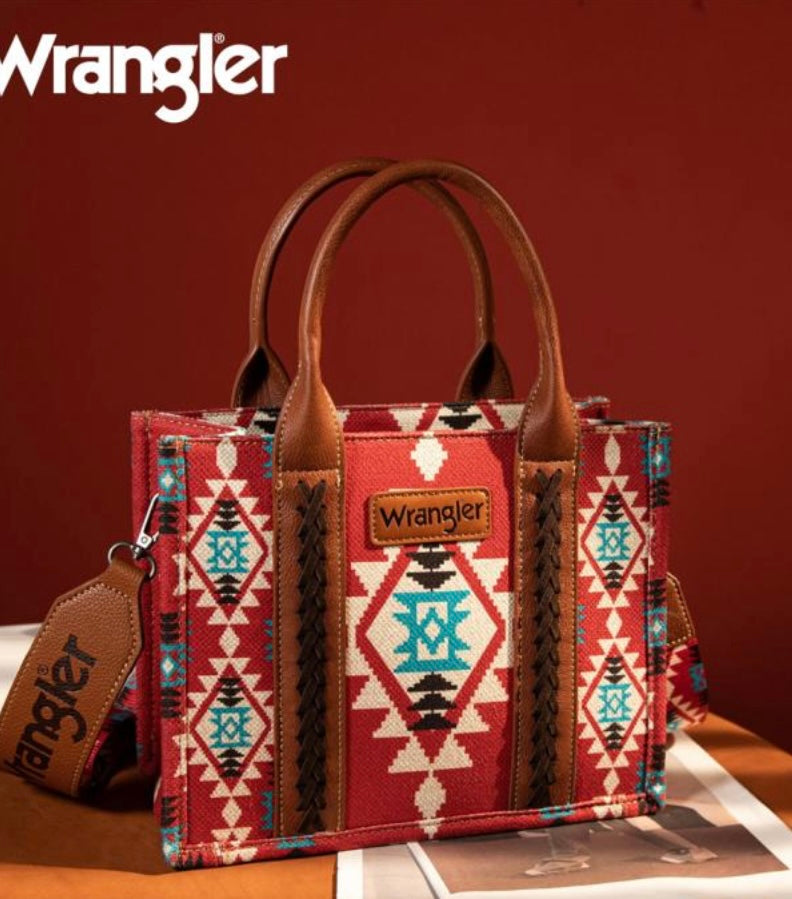 Montana West Wrangler Crossbody Bag Wrangler Southwestern Print Small Canvas Tote/Crossbo