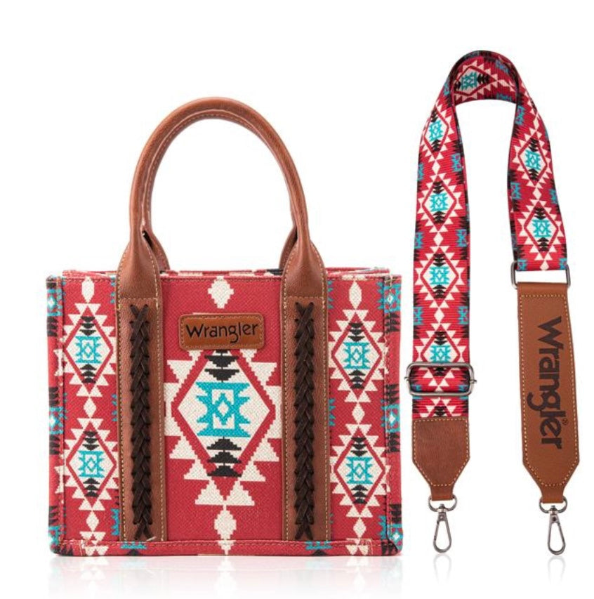 Montana West Wrangler Crossbody Bag Wrangler Southwestern Print Small Canvas Tote/Crossbo