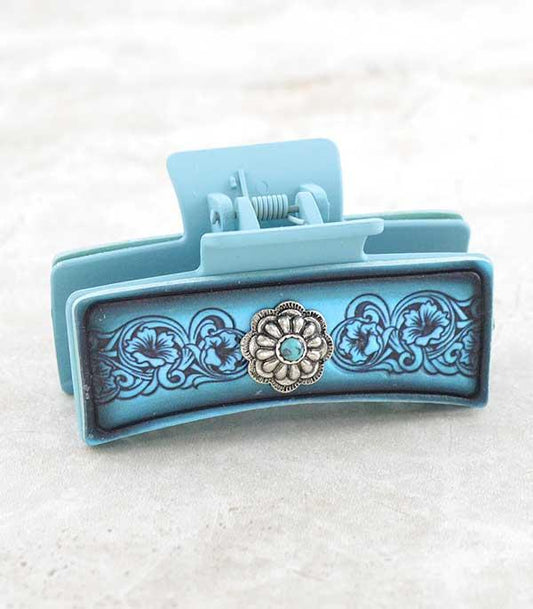 Western Concho Leather hair clip