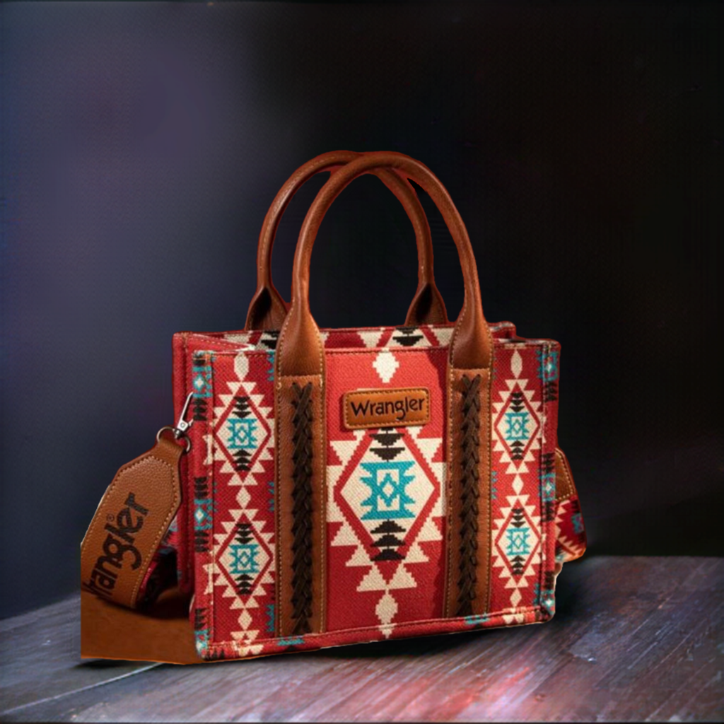 Montana West Wrangler Crossbody Bag Wrangler Southwestern Print Small Canvas Tote/Crossbo